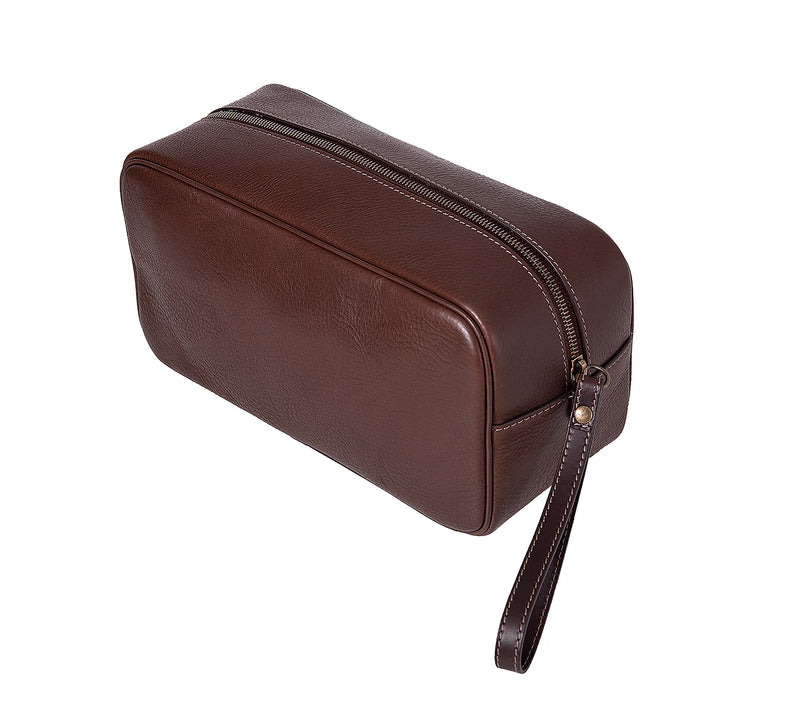 Brown Leather Wash Bags For Men — The Handmade Store